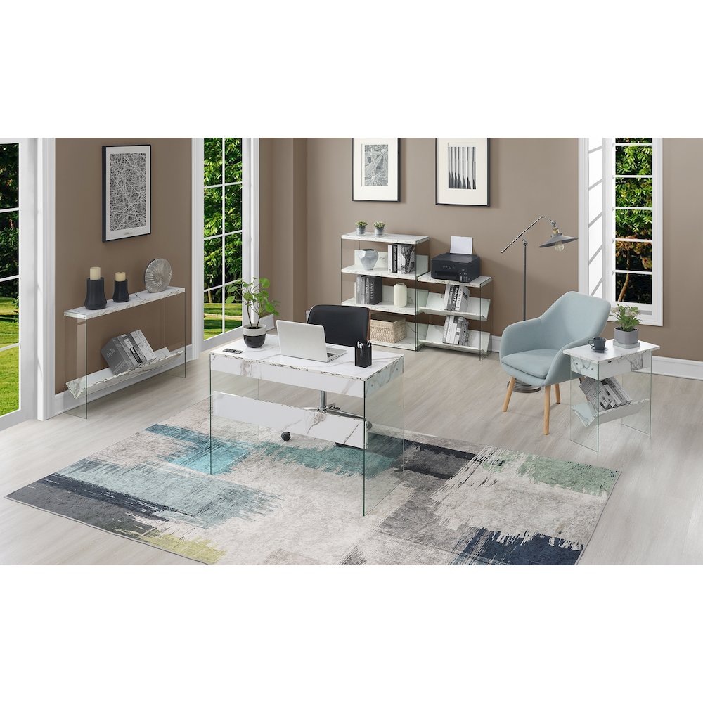 SoHo Glass V Console Table with Shelf - Convenience Concepts