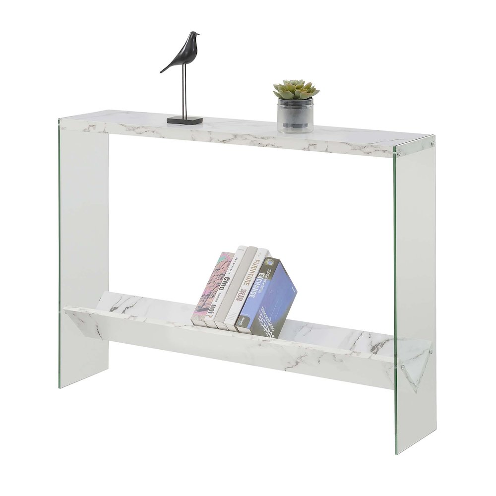 SoHo Glass V Console Table with Shelf - Convenience Concepts