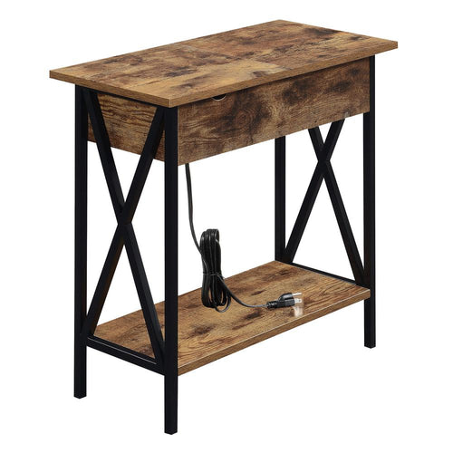 Tucson Flip Top End Table with Charging Station and Shelf - Convience Concept, Inc.