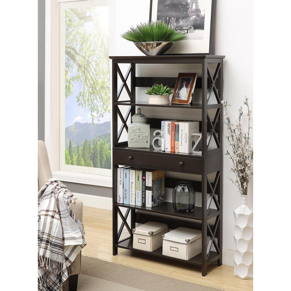 Oxford 5 Tier Bookcase with Drawer - Convience Concept, Inc.