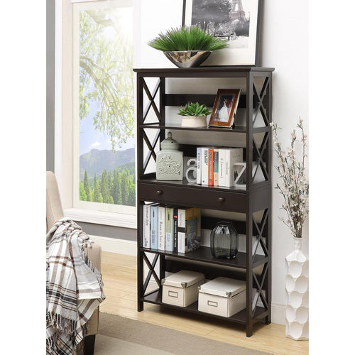 Oxford 5 Tier Bookcase with Drawer - Convience Concept, Inc.