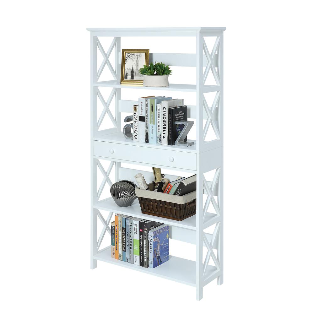 Oxford 5 Tier Bookcase with Drawer - Convience Concept, Inc.