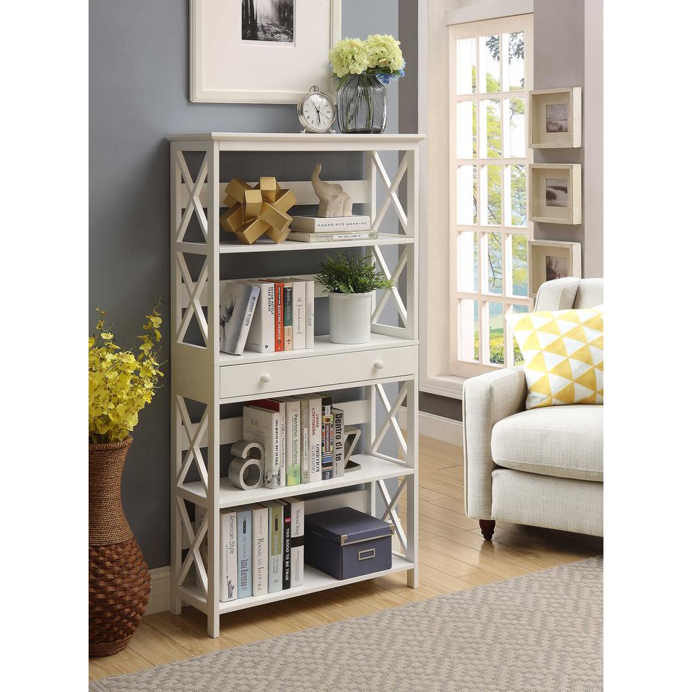 Oxford 5 Tier Bookcase with Drawer - Convience Concept, Inc.