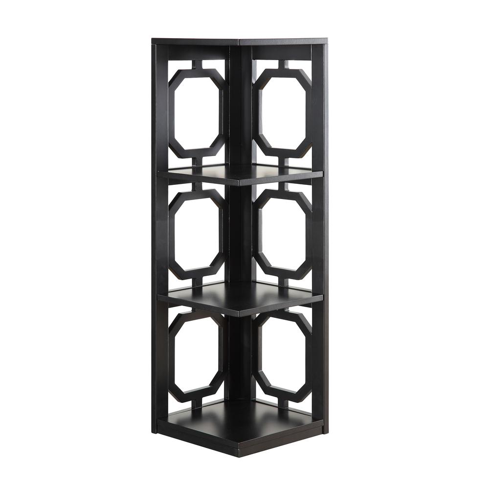 Omega 3 Tier Corner Bookcase, Black - Convience Concept, Inc.