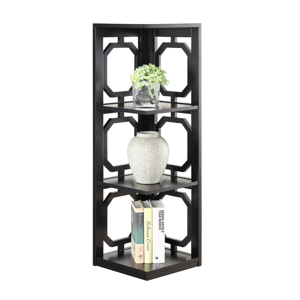 Omega 3 Tier Corner Bookcase, Black - Convience Concept, Inc.
