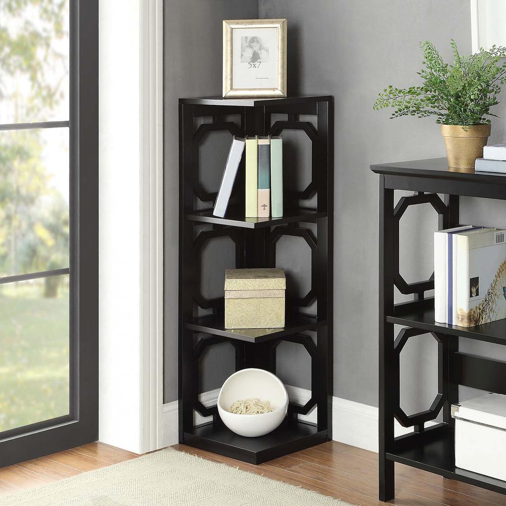 Omega 3 Tier Corner Bookcase, Black - Convience Concept, Inc.