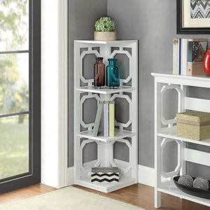 Omega 3 Tier Corner Bookcase, White - Convience Concept, Inc.