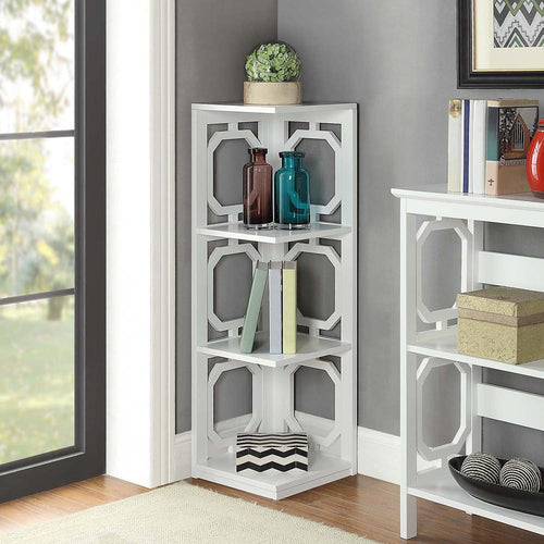 Omega 3 Tier Corner Bookcase, White - Convience Concept, Inc.