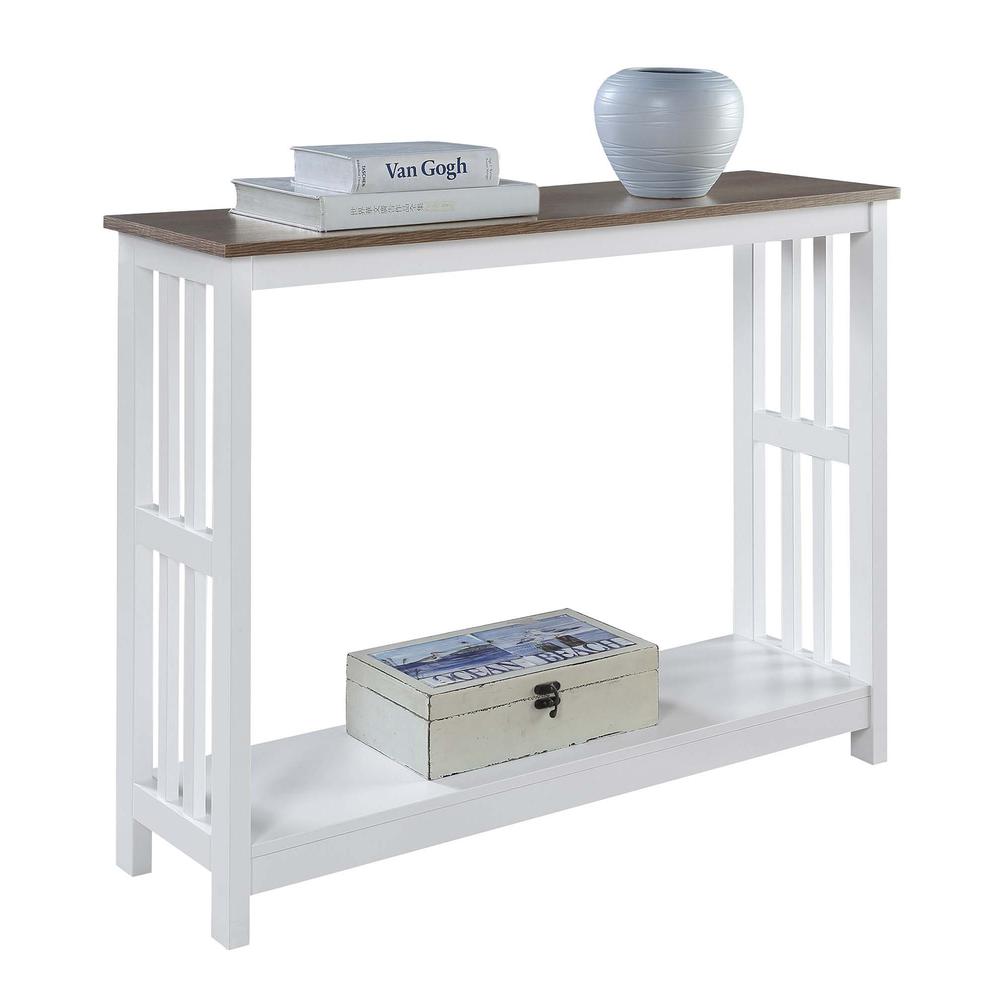 Mission Console Table, Driftwood/White - Convenience Concepts