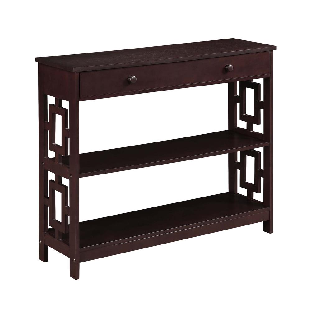 Town Square 1 Drawer Console Table, Espresso - Convenience Concepts