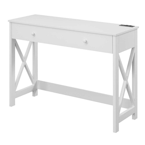 Oxford 42 inch Desk with Charging Station White - Convenience Concepts