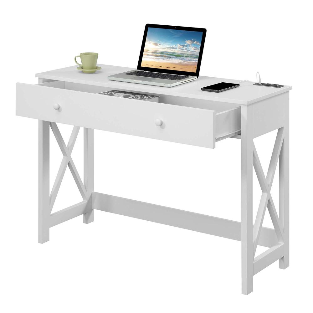 Oxford 42 inch Desk with Charging Station White - Convenience Concepts