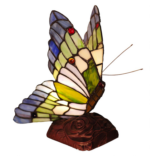 KACY 3 Tiffany-style 1 Light Butterfly Accent Table Lamp 10'' Tall - CHLOE Lighting