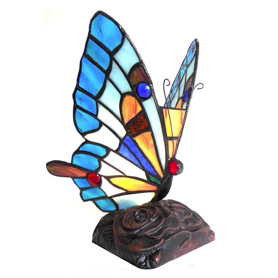 KACY 5 Tiffany-style 1 Light Butterfly Accent Table Lamp 9'' Tall - CHLOE Lighting