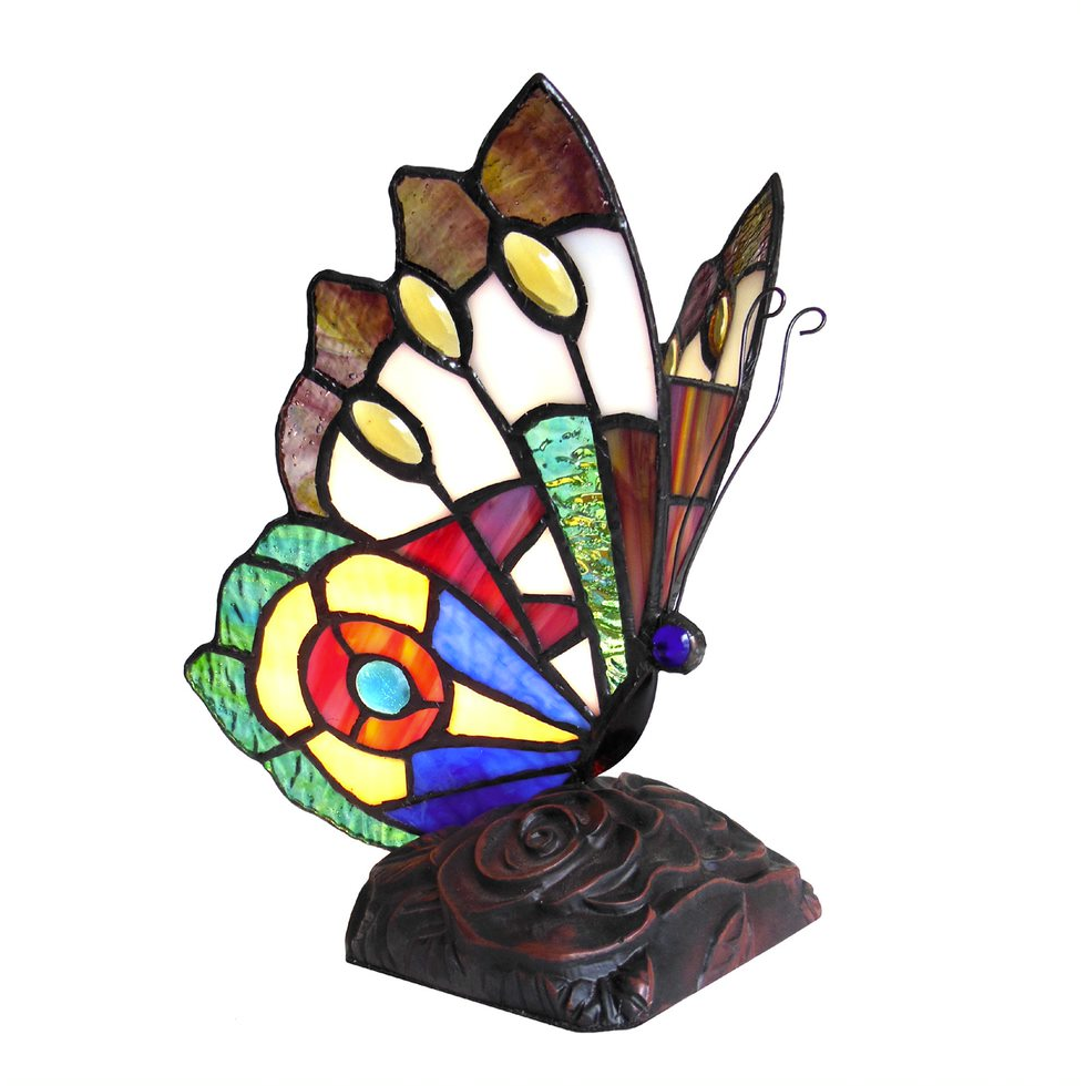 KACY 7 Tiffany-style 1 Light Butterfly Accent Table Lamp 9'' Tall - CHLOE Lighting