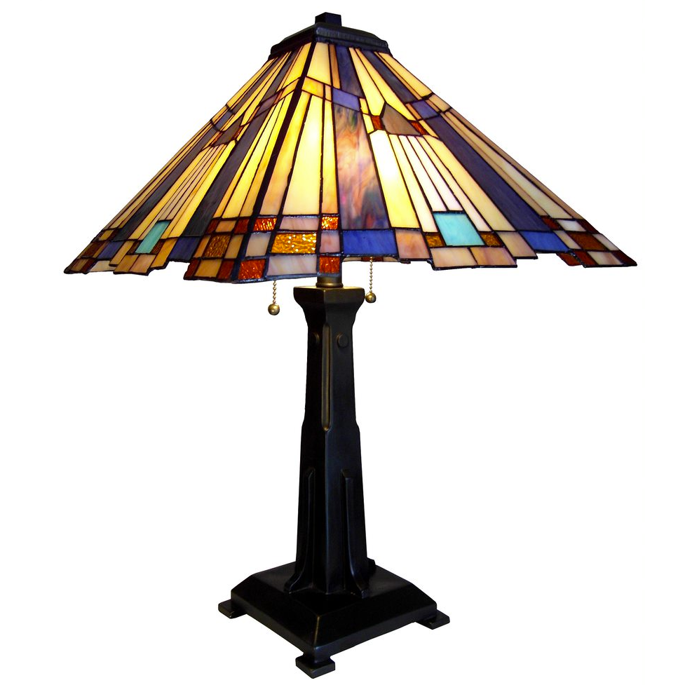 FLARE Tiffany-style 2 Light Mission Table Lamp 15'' Shade - CHLOE Lighting