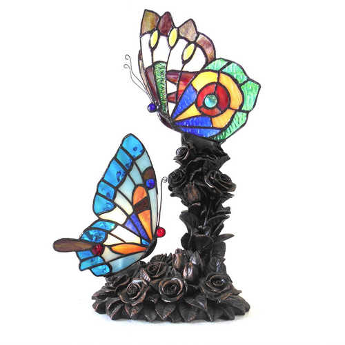 EDITH 2 Tiffany-style 2 Light Butterfly Table Lamp 10'' Wide - CHLOE Lighting