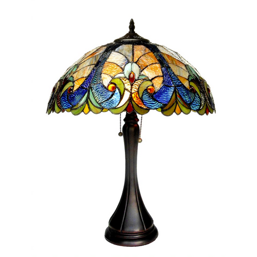 AMOR Tiffany-style 2 Light Victorian Table Lamp 16'' Shade - CHLOE Lighting