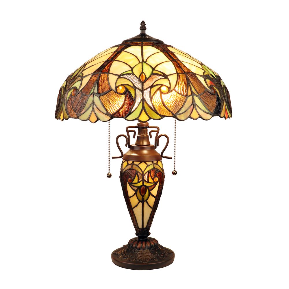 CHLOE Lighting LIAISON Victorian-Style Antique Dark Bronze 3 Light Double Lit Table Lamp 16'' Wide