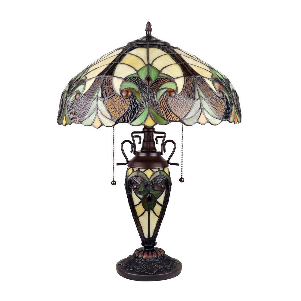 CHLOE Lighting LIAISON Victorian-Style Antique Dark Bronze 3 Light Double Lit Table Lamp 16'' Wide