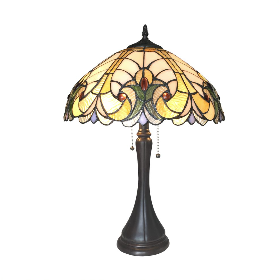 AMOR Tiffany-style 2 Light Victorian Table Lamp 16'' Shade - CHLOE Lighting