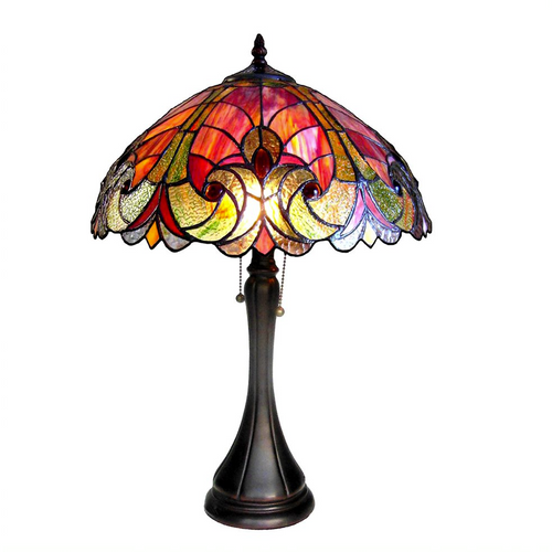 AMOR Tiffany-style 2 Light Victorian Table Lamp 16'' Shade - CHLOE Lighting