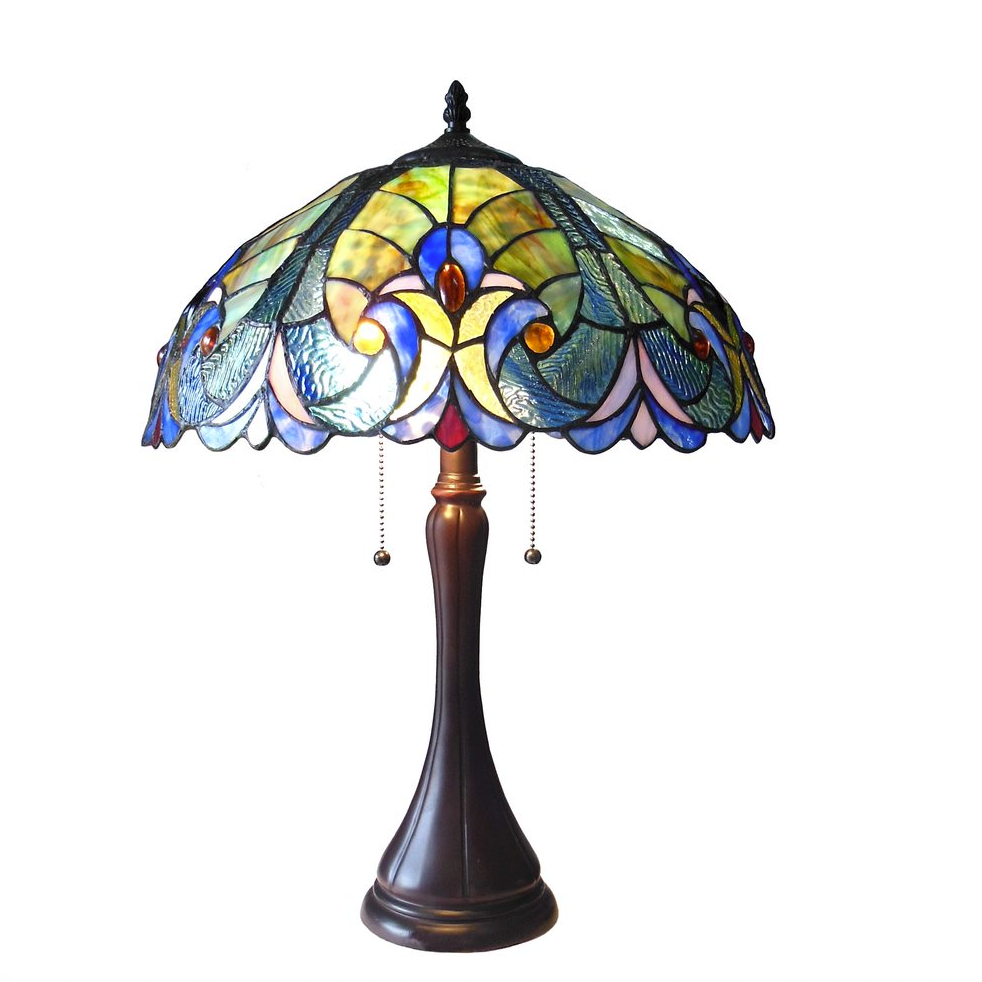 AMOR Tiffany-style 2 Light Victorian Table Lamp 16'' Shade - CHLOE Lighting