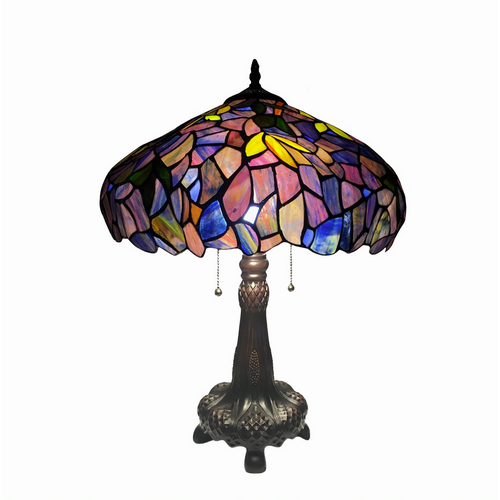 KATIE Tiffany-style 2 Light Wisteria Table Lamp 16'' Shade - CHLOE Lighting