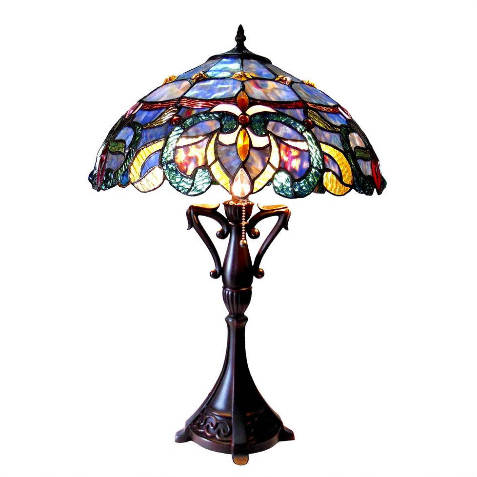 NORA Tiffany Style Victorian 2 Light Table lamp 18'' Shade - CHLOE Lighting