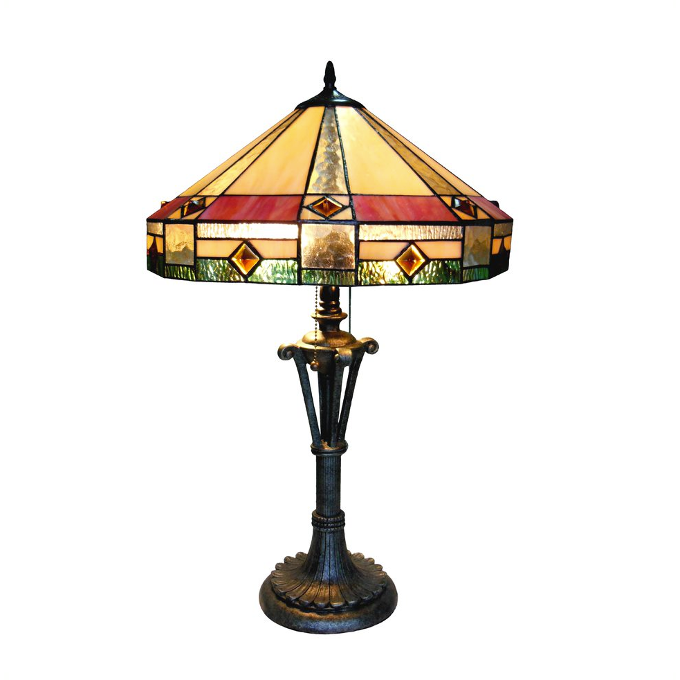 RIDLEY Tiffany-style 2 Light Mission Table Lamp 18'' Shade - CHLOE Lighting