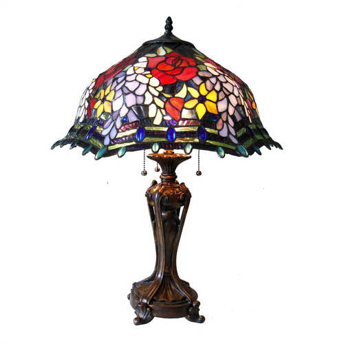 CARRELL Tiffany-style 3 Light Roses Floor Lamp 20'' Shade - CHLOE Lighting