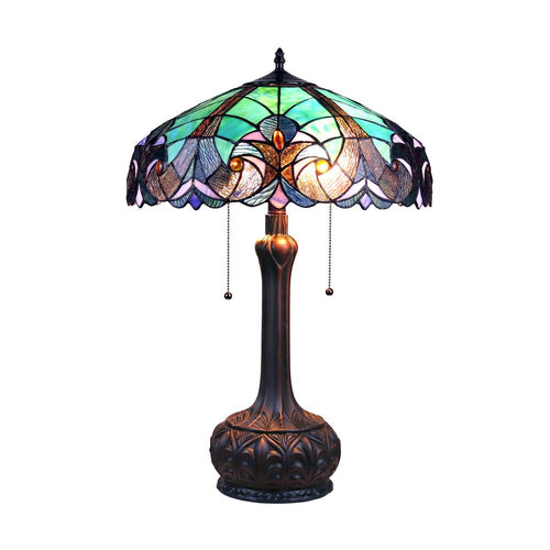 CHLOE Lighting LIAISON Tiffany-Style Antique Dark Bronze 2-Light Victorian Table Lamp 18'' Shade