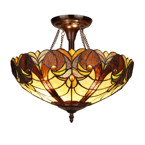 2-Light Antique Dark Bronze Finish Ceiling Semi-Flush Mount 16'' Wide - CHLOE Lighting