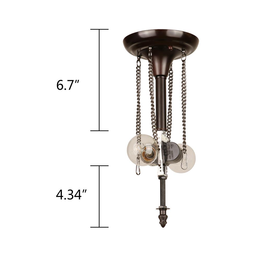 2-Light Antique Dark Bronze Finish Ceiling Semi-Flush Mount 16'' Wide - CHLOE Lighting