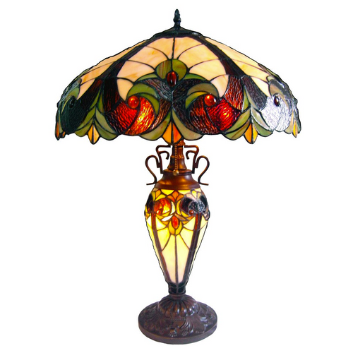 CHLOE Lighting LIAISON Tiffany-style 3 Light Victorian Double Lit Table Lamp 18'' Shade