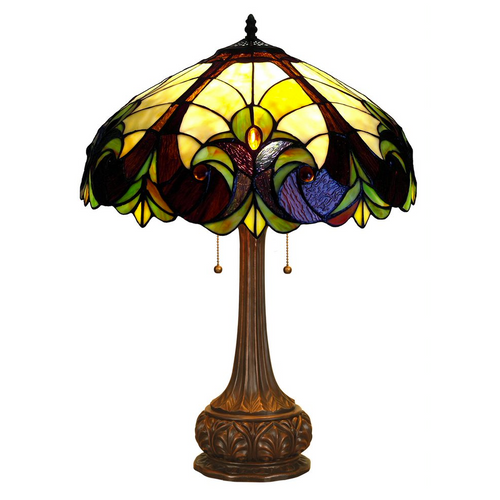 LIAISON Tiffany-style 2 Light Victorian Table Lamp 18'' Shade - CHLOE Lighting