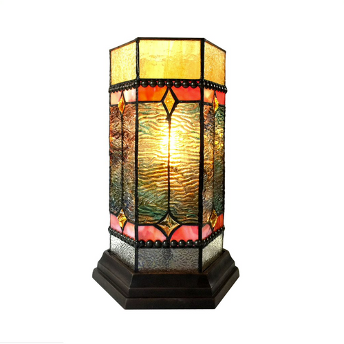 NEILSON Tiffany-glass Accent Pedestal 1 Light Mission table lamp 14'' Tall - CHLOE Lighting