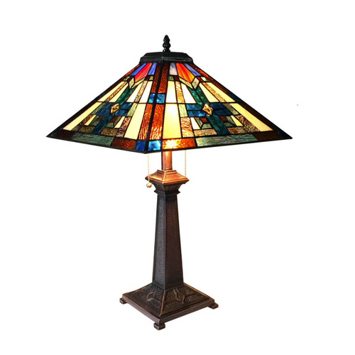 TAITE Tiffany-style 2 Light Mission Table Lamp 16'' Shade - CHLOE Lighting