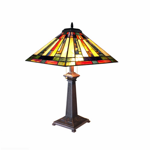 GERARD Tiffany-style 2 Light Mission Table Lamp 16'' Shade - CHLOE Lighting