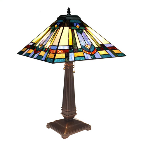 IRWIN Tiffany-style 2 Light Mission Table Lamp 16'' Shade - CHLOE Lighting