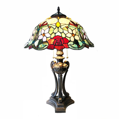 CHLOE Lighting PIPER Tiffany-Style Floral Stained Glass Table Lamp 26'' Height