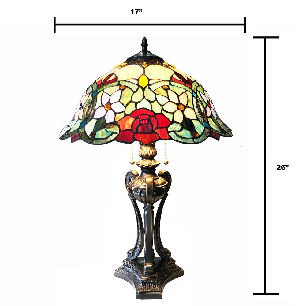 CHLOE Lighting PIPER Tiffany-Style Floral Stained Glass Table Lamp 26'' Height
