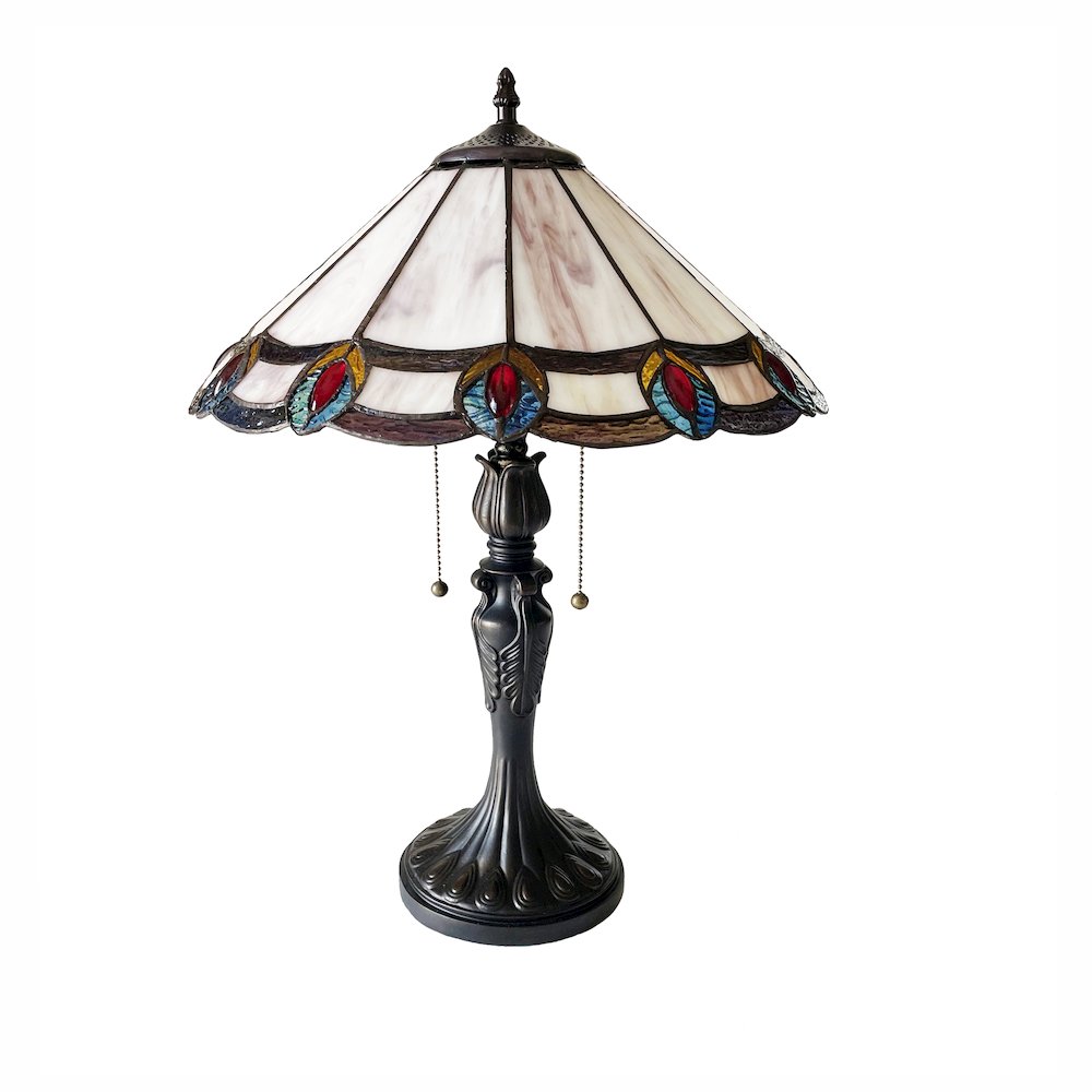 Ryce Tiffany-Style 2-Light Geometric Table Lamp 16'' Shade - CHLOE Lighting