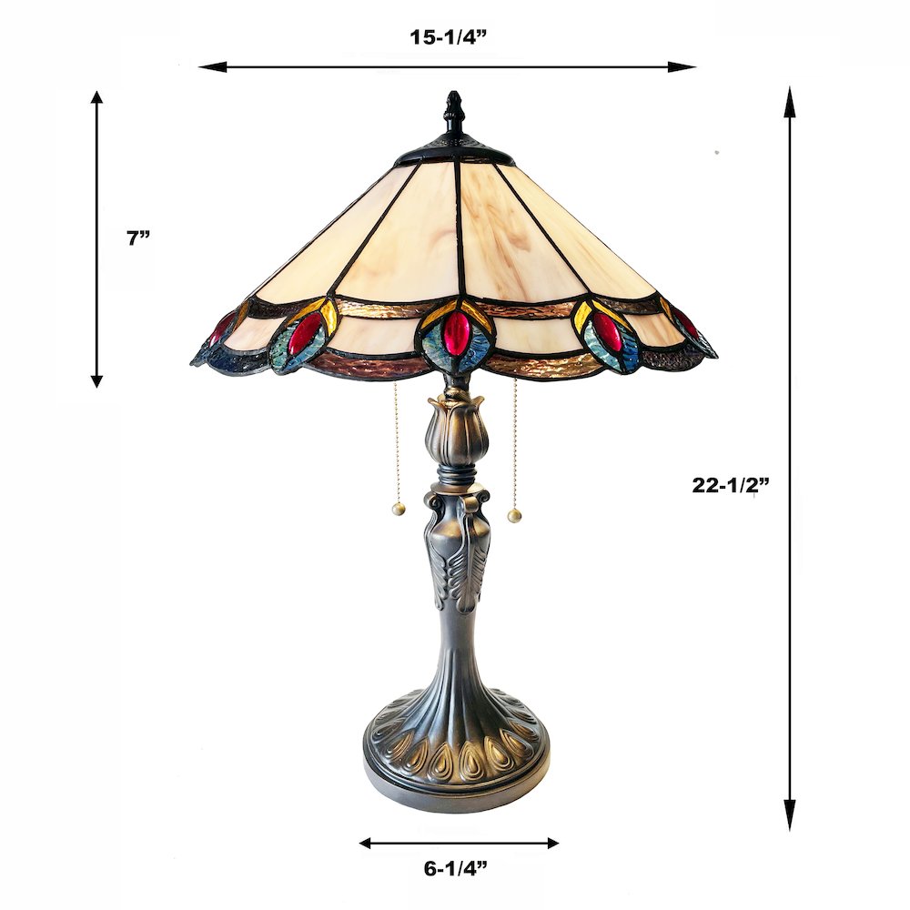 Ryce Tiffany-Style 2-Light Geometric Table Lamp 16'' Shade - CHLOE Lighting