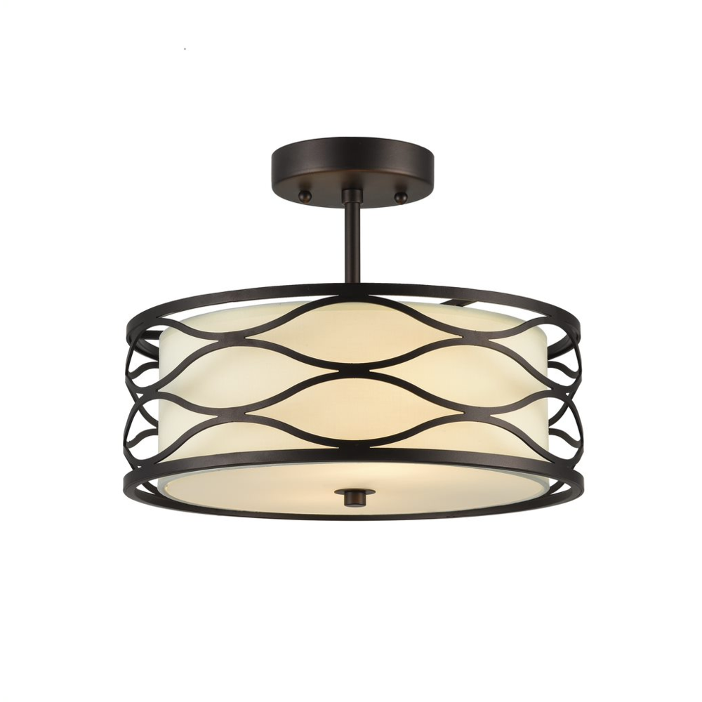 GWEN Transitional 2 Light Rubbed Bronze Semi-flush Ceiling Fixture 13'' Wide - CHLOE Lighting