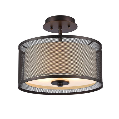 AUDREY Transitional 2 Light Rubbed Bronze Semi-flush Ceiling Fixture 13'' Wide - CHLOE Lighting