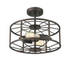 IRONCLAD Industrial 2 Light  Rubbed Bronze Semi-flush Ceiling Fixture 14'' Wide - CHLOE Lighting