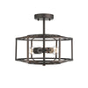 IRONCLAD Industrial 2 Light  Rubbed Bronze Semi-flush Ceiling Fixture 14'' Wide - CHLOE Lighting