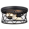 CHLOE Lighting IRONCLAD Industrial 2 Light Textured Black Ceiling Flush Fixture 12'' Wide