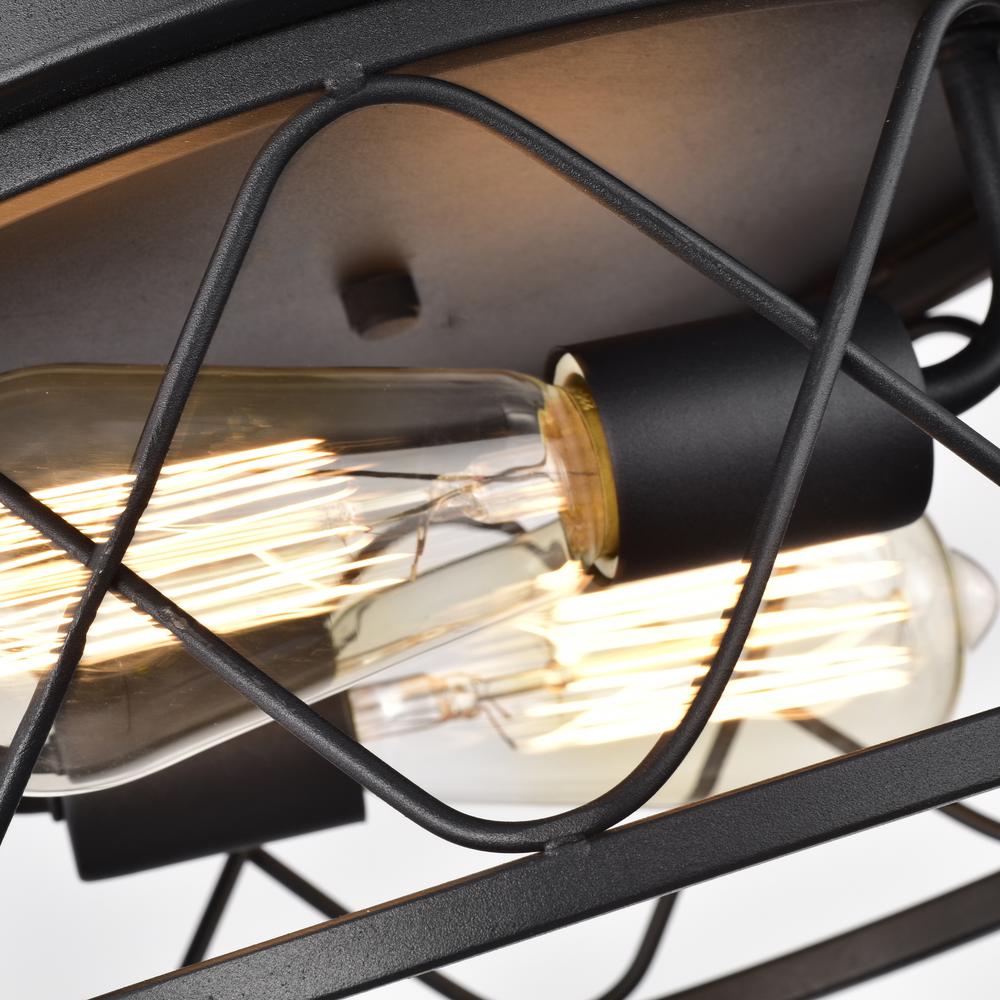 CHLOE Lighting IRONCLAD Industrial 2 Light Textured Black Ceiling Flush Fixture 12'' Wide